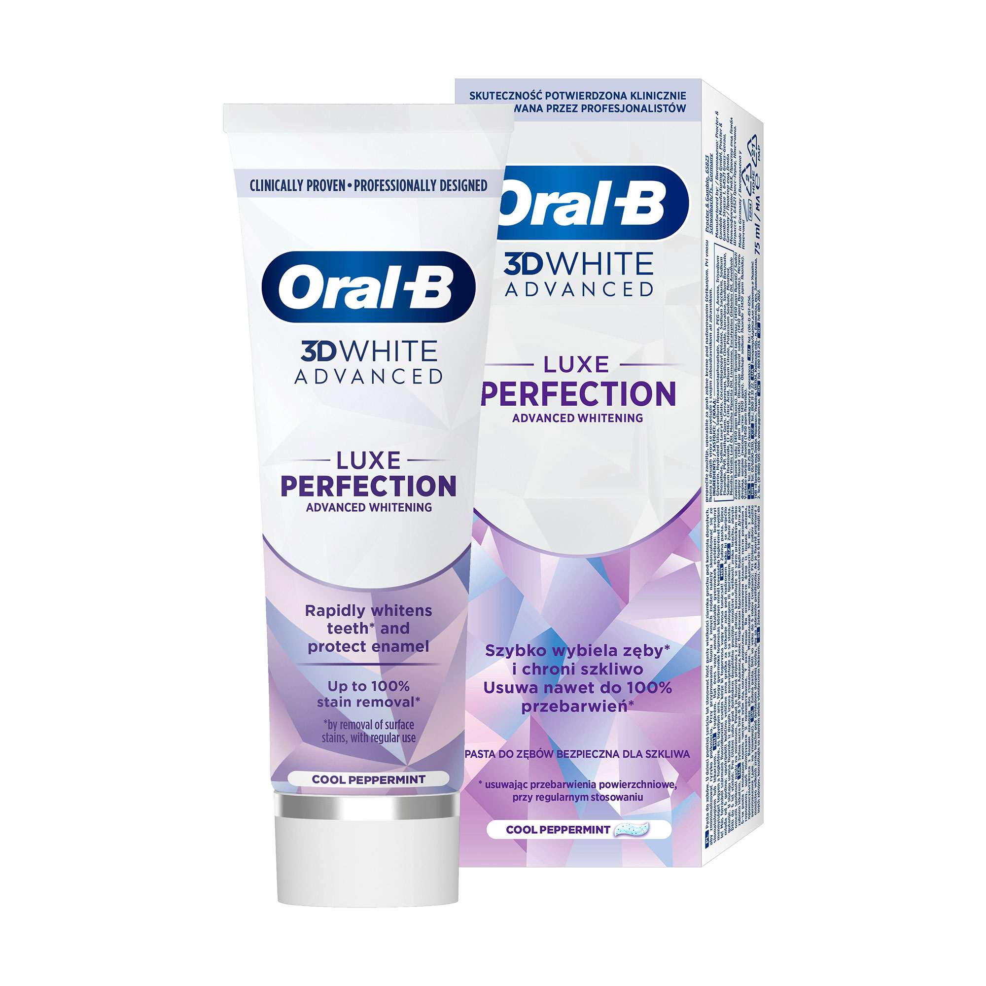 Уцінка! Зубна паста Oral-B 3D White Advanced Luxe Perfection Прохолода перцевої м'яти, 75 мл